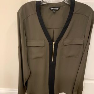 Express Portofino Zip Front Blouse Sz Medium